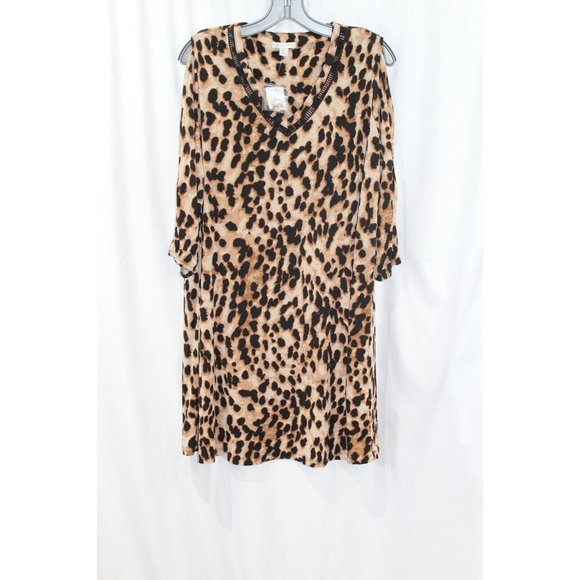 Cato Womens Modern Tribe V Neck Brown Cutout Sleeve Dress M NWT - Picture 1 of 8